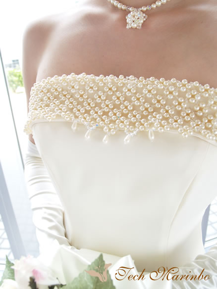 美しいパール編み込みのウエディングドレス | ウエディングドレス | ウエディングドレス工房てくまりんぼの花嫁通信