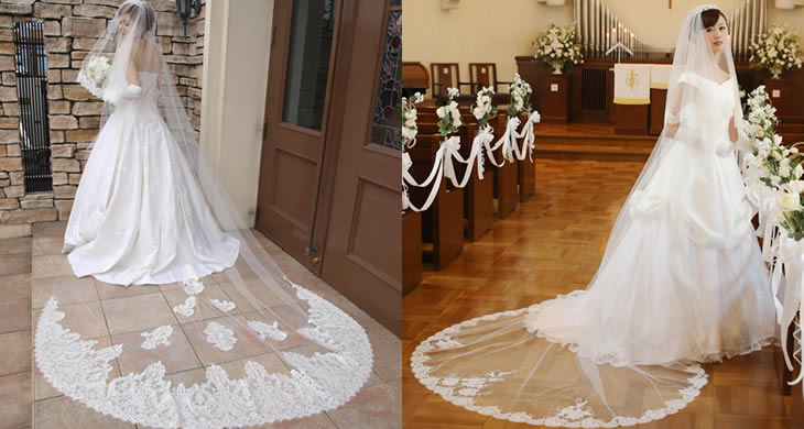 SALE／10%OFF ウエディングドレス リーフ刺繍 教会式/人前式 結婚式 ロングベール - ウェディングドレス -  albinofoundation.org
