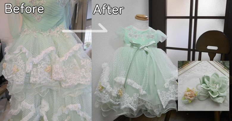 カラードレスをリメイクしたキッズドレスとオーバースカート