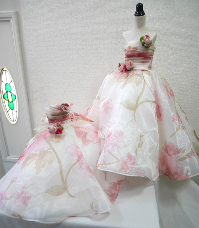 カラードレスをリメイクしたドール用カラードレス