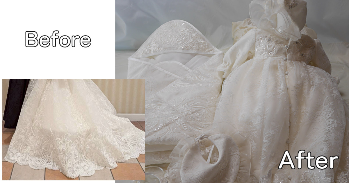 ウェディングドレスからお宮参りセットへ